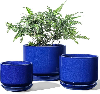 LE TAUCI Ceramic Plant Pots, 4.3+5.3+6.8 inch, Planters