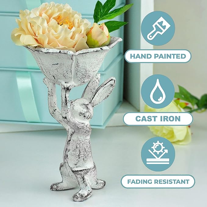 Antique White Cast Iron Rabbit