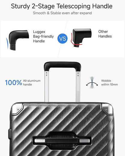 Trunk Luggage, Expandable PC Hard Shell Large Checked 28 Inch Suitcase with Shock - Absorbing Wheels & TSA Lock, Charcoal Metallic, 91L - 105L