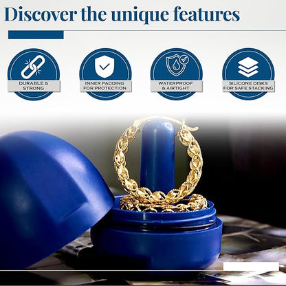 RING THING - Ring Holder Keychain, Jewelry Organizer and Storage, Portable Waterproof Ring Holder, Pill Box Keychain Container, Gym Accessory, and Travel Ring Case (Royal Blue)