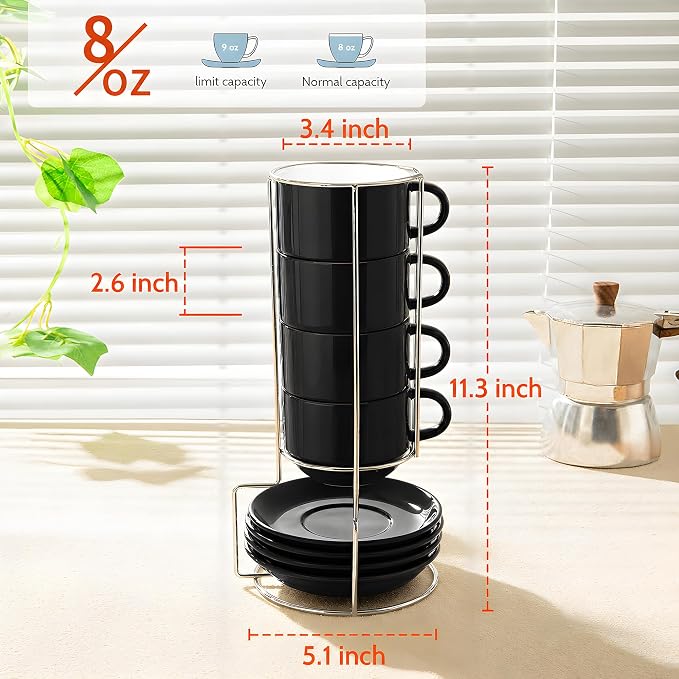 Sweese 8 Ounce Stackable Cappuccino Cups