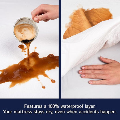 Twin Extra Long (XL) Mattress Protector - Zippered Waterproof Mattress Cover - Deep Pocket Encasement with Cotton Terry Top