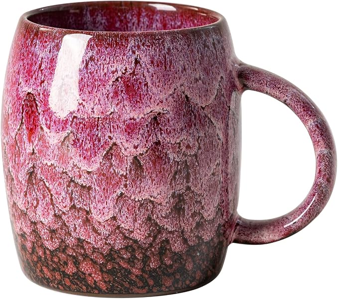 Roseate Nebula Ceramic Coffee Mug - 14 oz Unique Reactive Glaze Coffee Cup