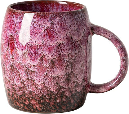 Roseate Nebula Ceramic Coffee Mug - 14 oz Unique Reactive Glaze Coffee Cup