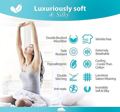 DREAMCARE Twin XL Sheet Sets – 3pcs Cooling Sheets – up to 15” Deep Pocket Twin XL Sheets Set – Hotel Luxury Sheets & Pillowcases – Superior Softness 100% Fine Microfiber with Side Pocket – Black