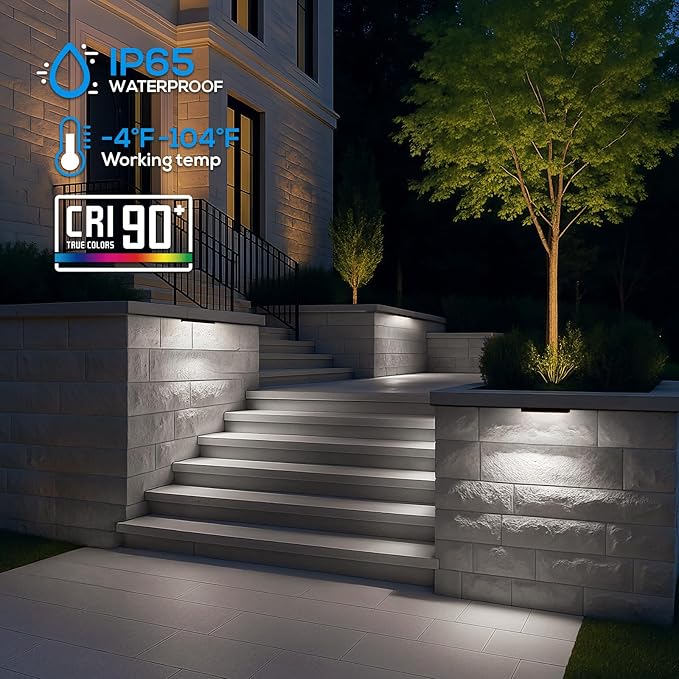 LEONLITE 8-Pack 12 Inch LED Hardscape Lighting, Update Retaining Wall Lights