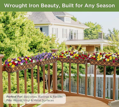 HFHOME 2 Pcs 30" Window Box Deck Railing Planter