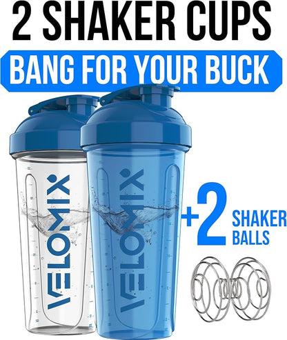 VELOMIX 2 Pack 28oz Protein Shaker Bottle, Leak Proof Shaker Cups