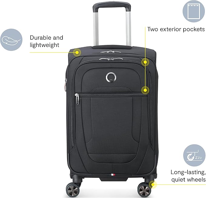 DELSEY PARIS Helium DLX Softside Expandable Luggage with Spinner Wheels, Navy Blue, Carry on 20 Inch
