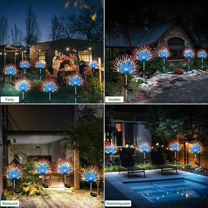 Solar Garden Lights Outdoor Waterproof, 2 Pack 120 LED Solar Firework Lights