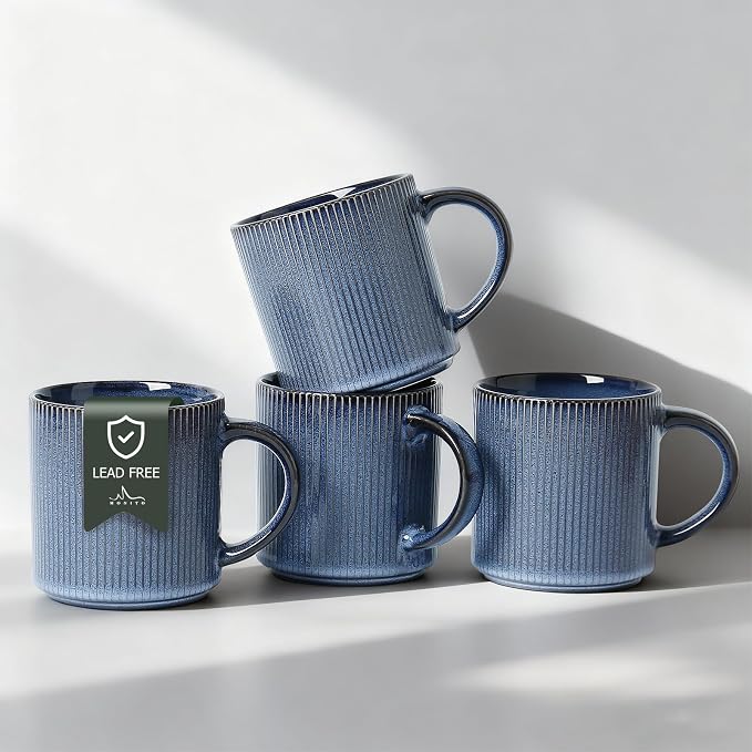 MONITO 16Oz Coffee Mugs Set of 4, Rustic Ceramic Coffee Cups Set