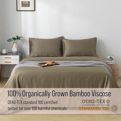 Bella Coterie Luxury Bamboo Viscose Twin Size Sheet Set | 100% Organically Grown | Ultra Soft | Cooling for Hot Sleepers | 18" Deep Pocket [Olive]