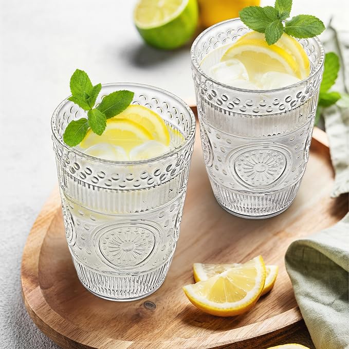 Pumtus 12 Pack Clear Plastic Tumblers, 15 OZ Reusable Romantic Drinking Cup