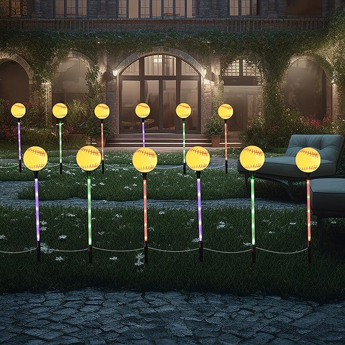 Solar Lights Outdoor, Baseball Theme LED Stake Light