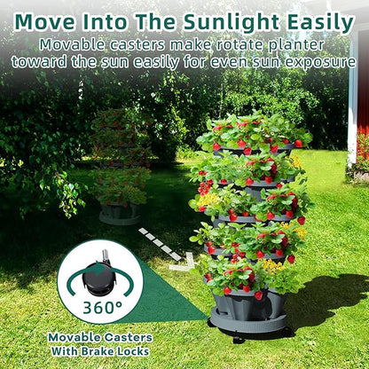 7 Tiered Strawberry Vertical Planters Tower Garden 2 Pack, Stacking Herb