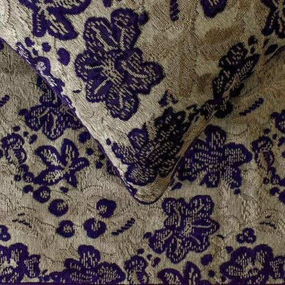 The HomeCentric King/Queen/Twin Purple Designer King 90"x18" Bed Runner with 2 Pillow Cover, Floral, Velvet Bed Scarf on Velvet Fabric - Plum Petal