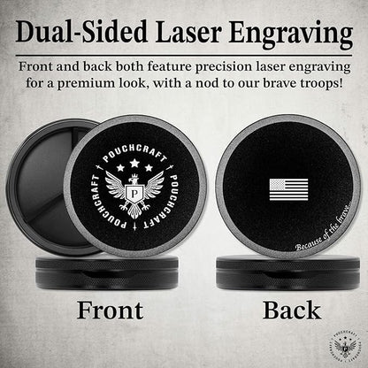 Metal Pouch Can | Metal Container | Slim EDC Pocket Tin | Airtight & Moisture-Resistant | Compact Daily Organizer | Pill Case & Travel Tin | Father’s Day Gift for Dad | (Insignia Ed, Black, Tall)
