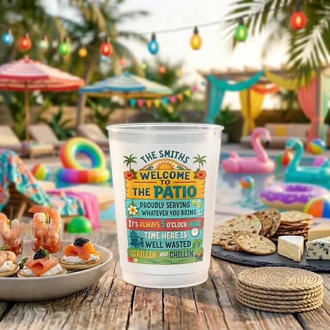 Personalized Patio Party Cups, Reusable Plastic Cups | Summer Vacation And