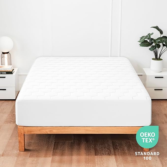 Hearth & Harbor 2 Pack King Size Quilted Fitted Mattress Pad Cover, 100% Waterproof Mattress Protectors, Deep Pocket Fitted Mattress Cover 8" - 21" (78" x 80", White)