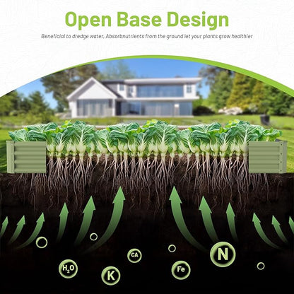 2PCS 8x2x1FT Galvanized Raised Garden Bed, Galvanized Planter Raised Garden