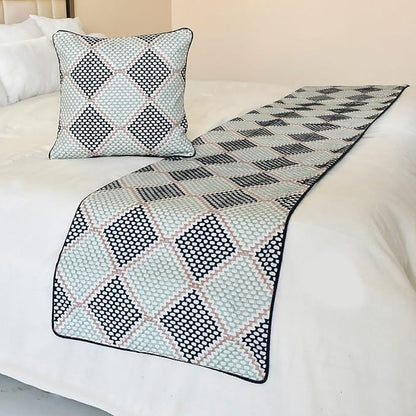 The HomeCentric King/Queen/Twin Blue Decorative Bed Runner Twin 53"x18" Bed Runner with Two Pillow Cover, Embroidered Bed Scarf on Embroidered Fabric - Pointillism