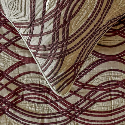 The HomeCentric King/Queen/Twin Brown Decorative Bed Runner King 90"x18" Bed Runner with Two Pillow Cover, Quilted, Swirl Pattern Bed Scarf on Satin Fabric - Brown Swirls