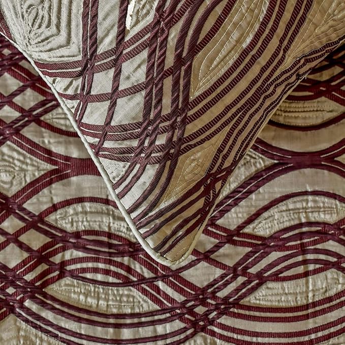 The HomeCentric King/Queen/Twin Brown Decorative Bed Runner CA King 86"x18" Bed Runner Without Pillow Cover, Quilted, Swirl Pattern Bed Scarf on Satin Fabric - Brown Swirls