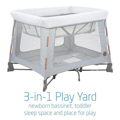 Maxi-Cosi Swift Lightweight Portable Playard, 1-Step Fold Playpen with Travel Bag, 2-Stage Mattress for Newborn to Toddlers, Essential Grey