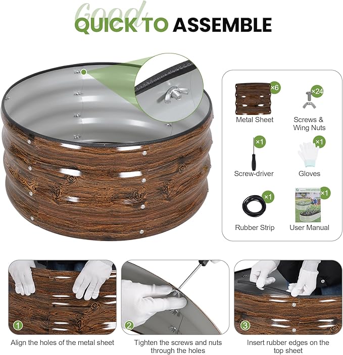 G GOOD GAIN Round Raised Garden Bed