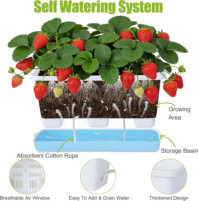 Window Box Planter 6 Packs, 13.8 Inches Rectangle Flower Pots