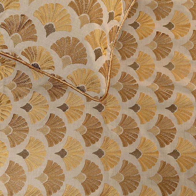 The HomeCentric King Queen Twin Beige & Yellow Gold Handmade King 90"x18" Bed Runner with 2 Pillow Cover, Floral Embroidery Bed Scarf on Cotton Embroidery Fabric - Autumn Bloom