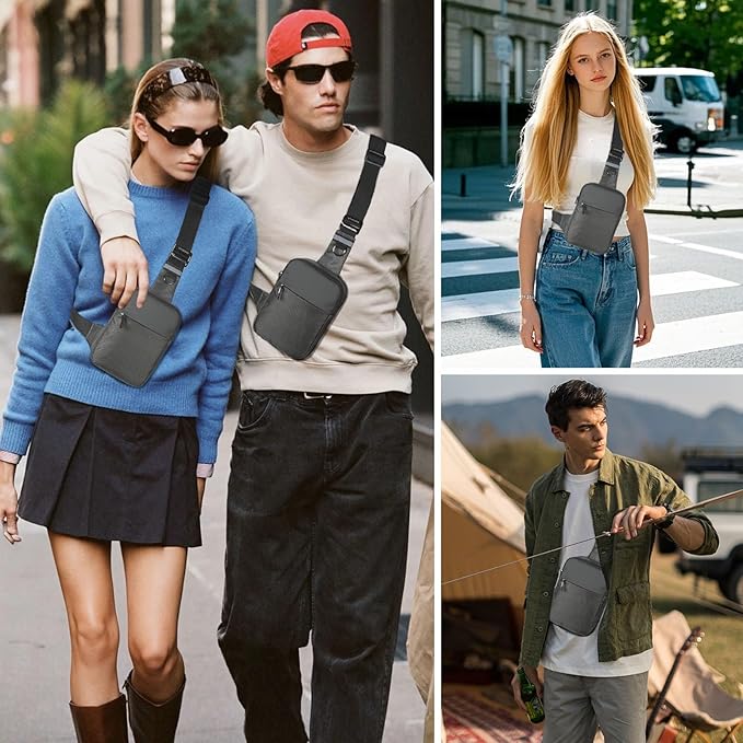 VADOO Crossbody Bags for Women, Mini Lightweight RFID Blocking Sling Men Bag for Phone and Travel (Basic Version- Grey)
