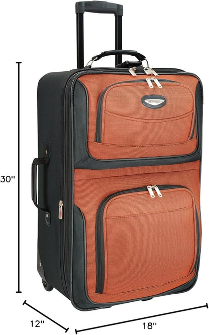 Travel Select Amsterdam 4-Piece Softside Expandable Rolling Luggage Set, Lightweight 2-Wheel Suitcases, Packing Cubes, Travel Tote, Durable Polyester Construction, Orange