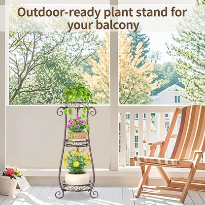 LASZOLA 3 Tier Bronze Metal Plant Stand