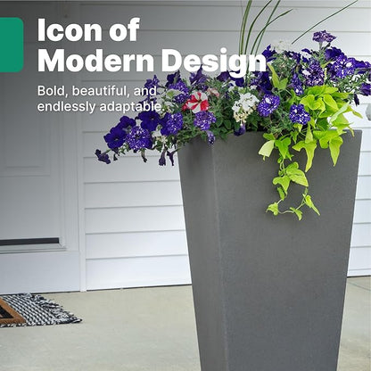 Step2 Tremont Tall Square Tapered Planter, Indoor/Outdoor Plants, Efficient
