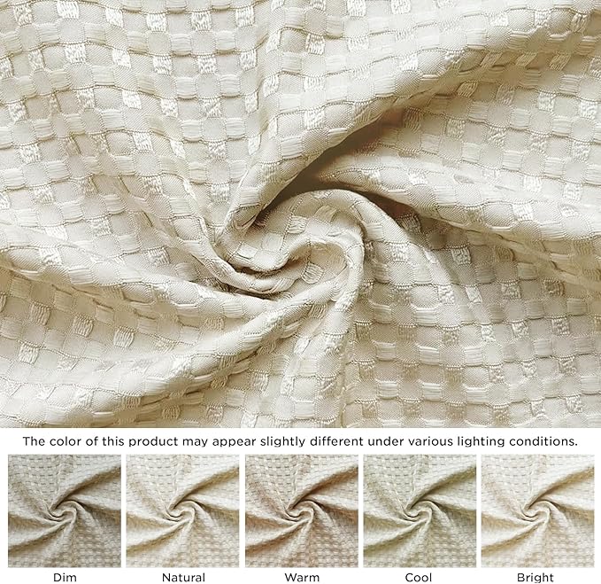 MIYE Pleated Waffle Weave Bed Skirt, Tailored Dust Ruffle 18 Inch Drop Easy Fit, Machine Washable,No Split Corners (Light Beige, Cal King - 18" Drop)