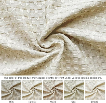 MIYE Pleated Waffle Weave Bed Skirt, Tailored Dust Ruffle 16 Inch Drop Easy Fit, Machine Washable,No Split Corners (Light Beige, Twin - 16" Drop)