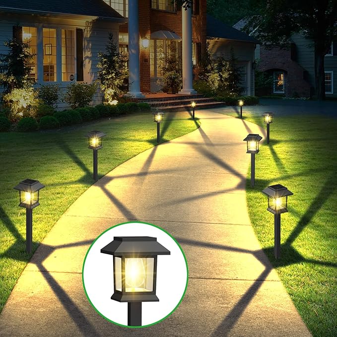 Solar Outdoor Lights, 12 Pack Solar Pathway Lights Waterproof, Landscape