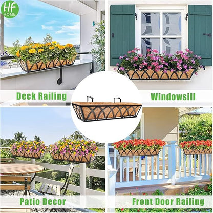 HFHOME 24 inch Window Deck Rail Planter Including Coco Liner