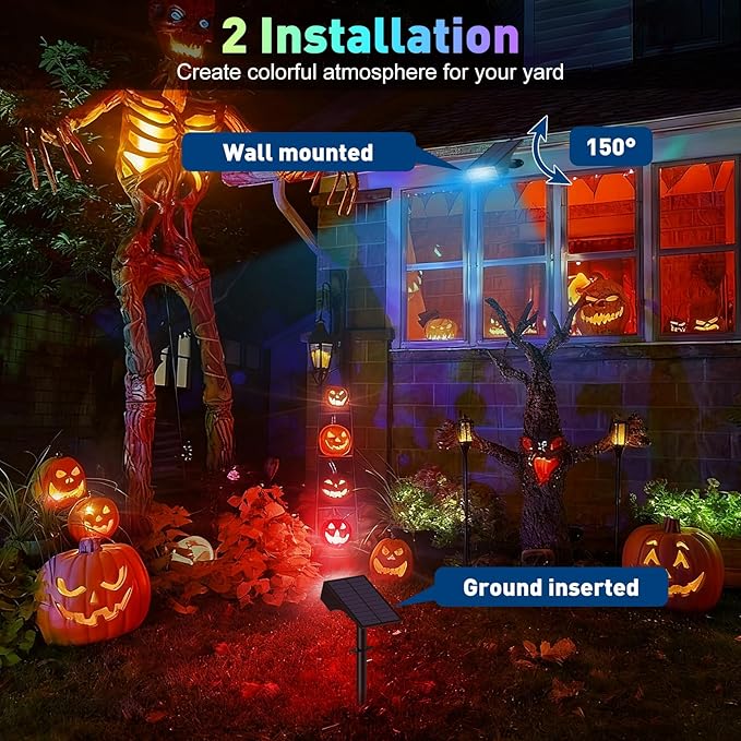 Solar Color Changing RGB Spot Lights Outdoor, 6 Pack/7 Lighting Modes