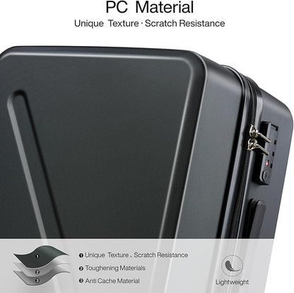 MILADA 16 Inch Underseat Carry On Luggage With Wheels Small Suitcase Underseat Carry On Bag Hard Case Luggage With TSA Approved Luggage Mini Travel Luggage Personal Item, Black