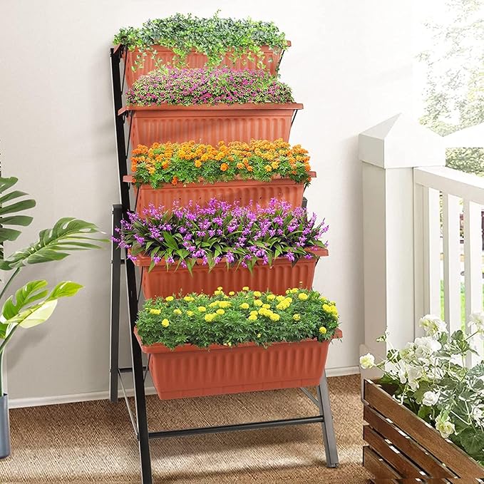 SEJOV 2 Pack Vertical Raised Garden Bed, 5 Tiers Elevated Planter Box