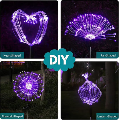 JJGoo Solar Firework Lights, 2 Pack 120 LEDs 2 Lighting Modes Solar Garden