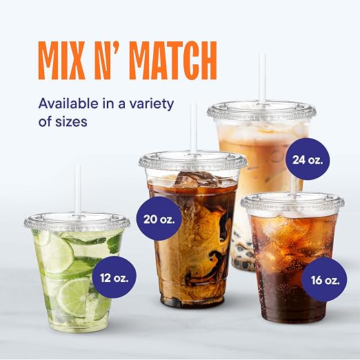 Stack Man Clear Plastic Cups - 12 oz - 100 Pack | Disposable Cups