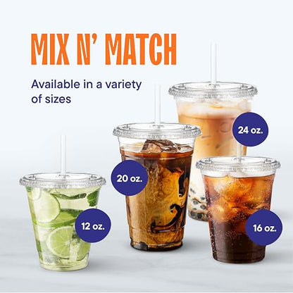 Stack Man Clear Plastic Cups - 12 oz - 100 Pack | Disposable Cups