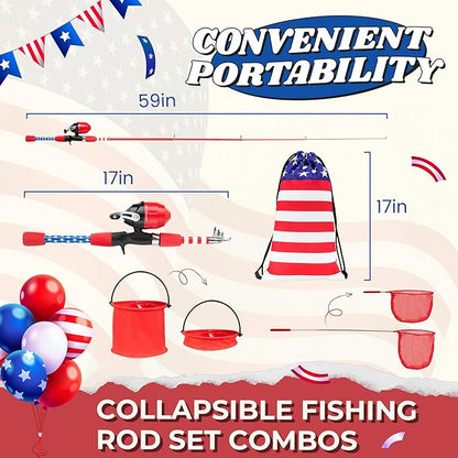 Kids Fishing Pole, Portable Telescopic Kids Fishing Poles for Boys and Girls, Fishing Rod and Reel Combo Kit with Tackle Box, and Fishing Net, Best Fishing Pole for Toddler Youth