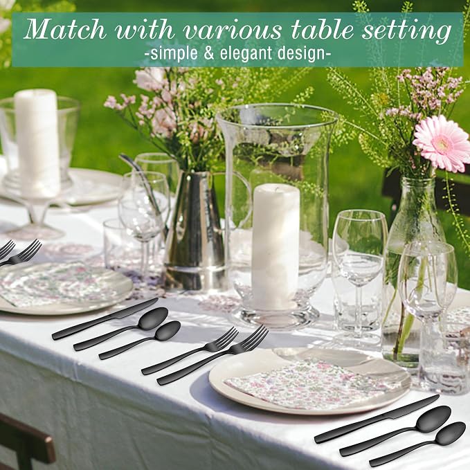 E-far Matte Black Silverware Set