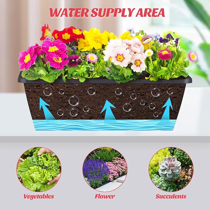 CADUKE Railing Planter Boxes 6 PCS, Planter Boxes