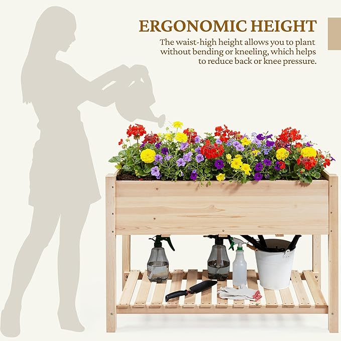 Yaheetech 47x23x32in Wooden Raised Garden Bed