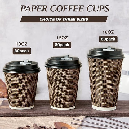LITOPAK 80 Pack 10 oz Disposabel Paper Cups, Coffee Cups